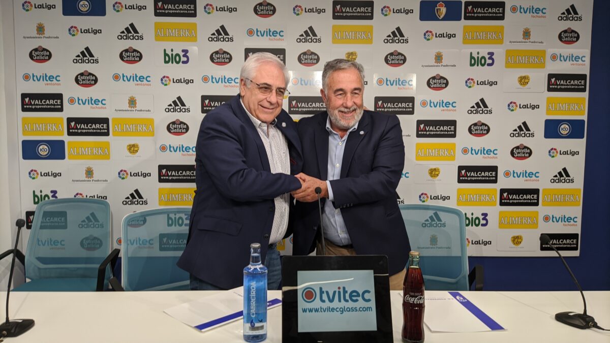 Javier Prado y José Fernández Nieto, en la presentación del patrocinio de Tvitec con la Ponferradina