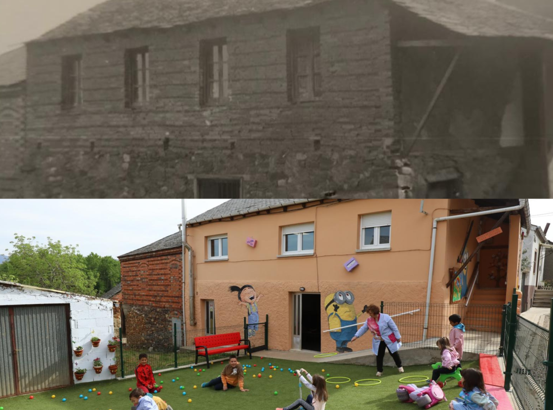 El antes y el después de la Escuela Rural de Viloria. / EBD