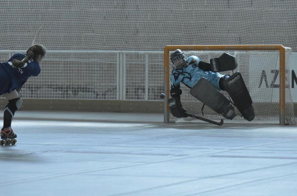 Majo, durante un partido con el Bembibre Hockey