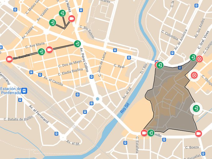 Zonas peatonales de tráfico restringido en Ponferrada
