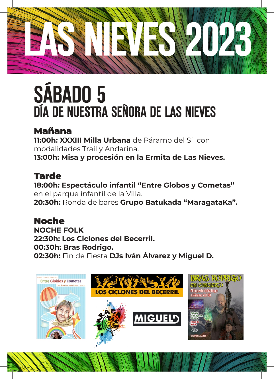 Programa fiesta de Las Nieves 2023 en Páramo del Sil. / Ayto Páramo del Sil