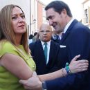El consejero de Fomento, Juan Carlos Suárez Quiñones; la Delegada del Gobierno, Virginia Barcones; el secretario general del PSOE CyL, Luis Tudanca; el alcalde de Ponferrada, Marco Antonio Morala; el presidente de la Diputación, Gerardo Álvarez Courel y el presidente del Consejo Comarcal del Bierzo, Olegario Ramón, asisten a los actos de la festividad del Día de la Encina en Ponferrada